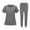AH08-Gray, variant on Scrub For Women Set- 1/4 Zip Crew Neck Top & Yoga Waistband Cargo Pants Stretch Scrub Set Quick Drying Nursing Uniforms Black S