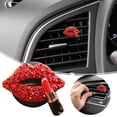 thumbnail image 2 of Riforla Décoration de Voiture Décoration Intérieure de Voiture Rouge à Lèvres en Strass Clip d'Air de Voiture avec Tampons de Parfum (Rouge) Encens pour Évent d'Automobile Rouge, 2 of 8