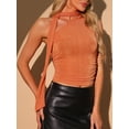 thumbnail image 2 of DARING DIVA Women's One Shoulder Sleeveless Ruched Crop Tank Top XS Orange, 2 of 6