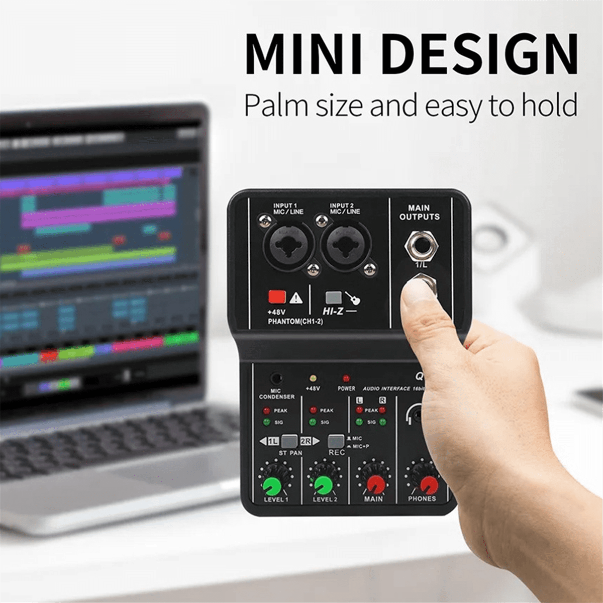 Professional Audio Mixer Sound Card with Monitor Electric Guitar Live Broadcast Recording for Studio Singing Computer PC,1 x Audio Mixer Sound Card 1 x USB Cable 1 x English instruction manual,Black