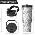 thumbnail image 4 of Floral 30oz Handheld Travel Tumbler with Handle – Double Wall Stainless Steel Insulated Cup, Flip Straw Lid, Leak-Proof & BPA-Free, Durable Hot & Cold Drink Mug,Thanksgiving, Xmas, Spring ,Flower, 4 of 6