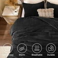 thumbnail image 5 of Fluffy Full Comforter Set - Furry Black Leaves Pattern Faux Fur Bed Set, Winter Ultra Soft Fuzzy Comfort Set, Velvet Bedding Set for Bed with 2 Pillow Cases, 5 of 14
