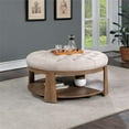 thumbnail image 4 of Furniture of America Scandi Wood Round Coffee Table in Natural and Beige, 4 of 6