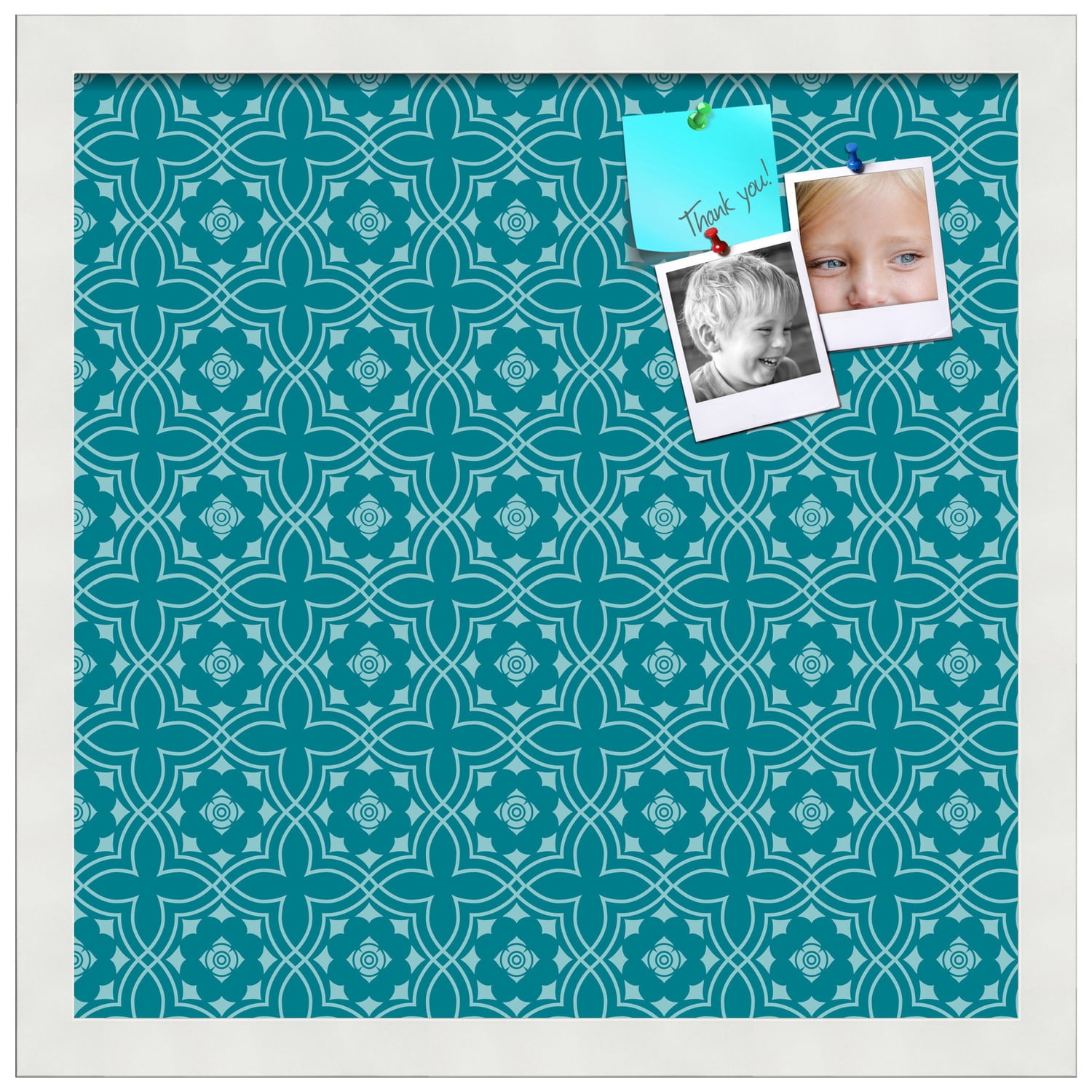 PinPix ArtToFrames 14x14 Custom Cork Bulletin Board    Poster Board Has a Fabric Style Canvas Finish, Framed in Satin White Frame (PinPix-596)