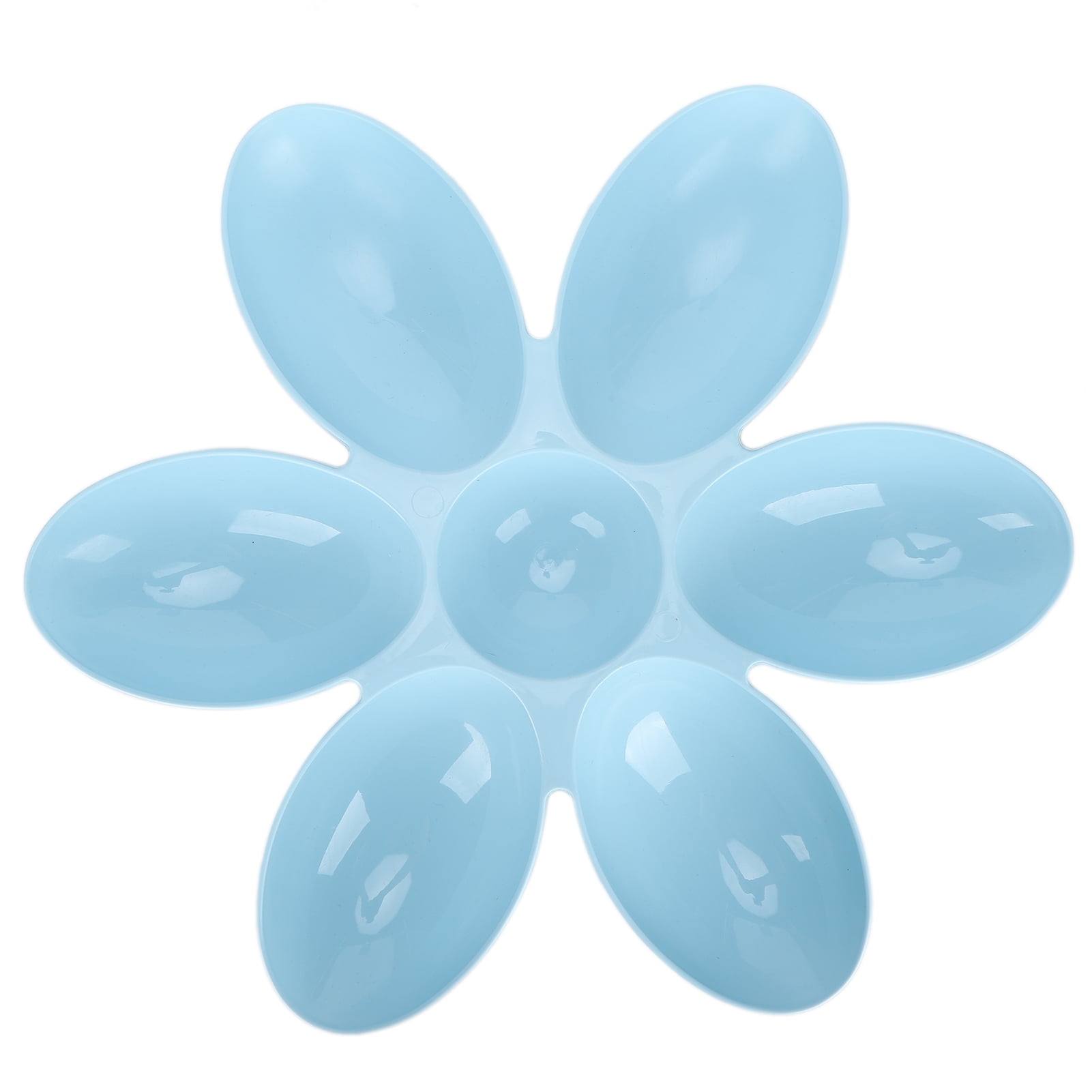 Suodoka Creative Flower Petal Shaped 6-Grid Slow Feeder Cat Bowl Food Grade Plastic Pet Feeding and Water Station, Portable Multipurpose Dietary Dish for Indoor Cats (Blue, 16.3 in / 41.5 cm)