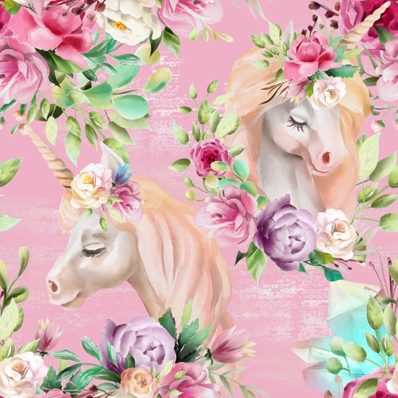 MuralsPrint Baby Girl Pink Room Unicorns Removable Wallpaper - 10'ft H x 24''inch W