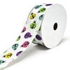 Vibrant Colored Lady Bugs Wired Linen Ribbon, 1-1/2-Inch, 10-Yard, White