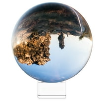 Navaris Crystal Clear Glass Ball - 130mm Transparent K9 Globe for Meditation Divination - Photo Sphere Prop for Art Decor, Photography w/ Stand