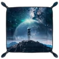 thumbnail image 2 of Women Girls Leather Square Dish Trinket Plate Jewelry Tray for Mothers Day Birthday Gift, Galaxy Space Alien, 2 of 6