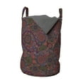 thumbnail image 1 of Ethnic Laundry Bag, Leaves with Details South Oriental Inspired Paisley Retro Artwork, Hamper Basket with Handles Drawstring Closure for Laundromats, 13" x 19", Burgundy Green, by Ambesonne, 1 of 4