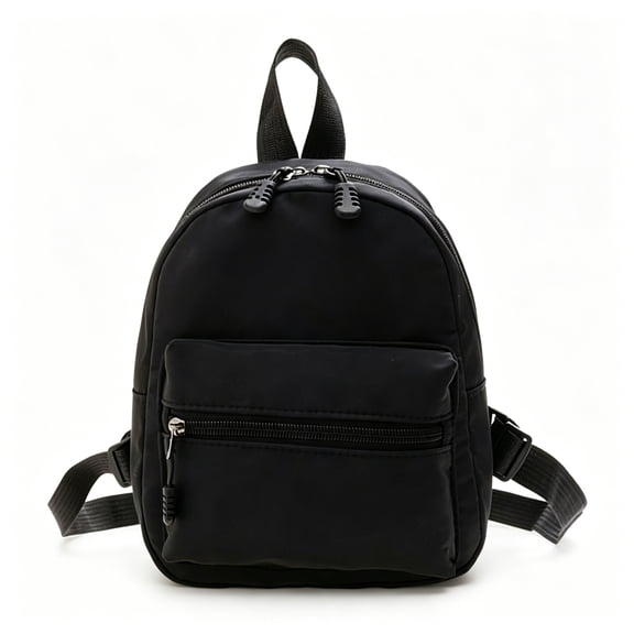 AOMRCOL Women Solid Color Backpack Preppy Style School Nylon Mini Rucksack Black