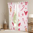 thumbnail image 3 of Manfei Pink Christmas Tree Curtains Pack of 2 (42x84 Each),Cute Santa Claus Curtains Blackout,Brown Gingerbread Man Bedroom Curtains For Girl Boy,Ultra Soft Home Decor, 3 of 6