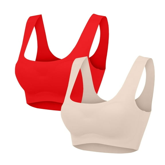 HSHMT Clearance Items Under $4 Sports Bras for Women Comfort Soft And Elastic With Pads Daily 2PC Women T-Shirt Bras L
