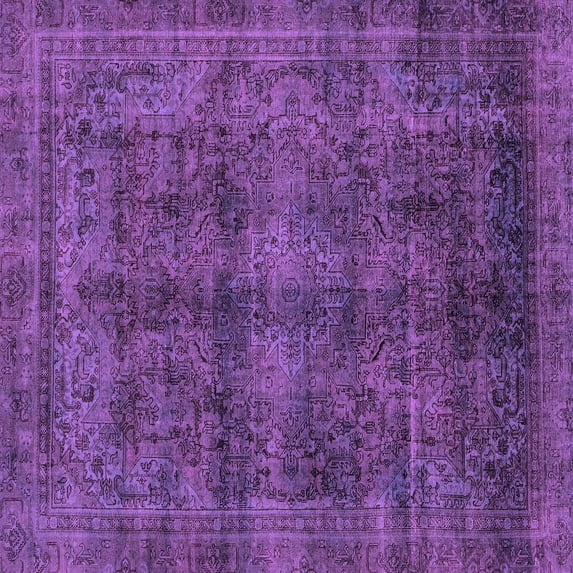 Ahgly Company Indoor Square Abstract Purple Modern Area Rugs, 7' Square