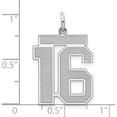 thumbnail image 3 of Sterling Silver Silver/Rhodium-Plated Satin Number 16 Charm (25 X 21) Made In United States qpp16, 3 of 5