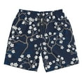 thumbnail image 3 of Uemuo Cherry Blossoms on Navy Background Pattern Men's Swim Trunks Hawaiian Beach Bathing Suit Swimsuits Beach Quick-Dry Shorts with Pockets-Large, 3 of 9