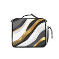 thumbnail image 3 of Black and Gold Marble Pattern Insulated Lunch Bag with Shoulder Strap and Bottle Holder,Bento School Lunch Bag Box,11x9.5x3.5 Inches, 3 of 5