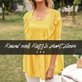thumbnail image 3 of Camiseta de mujer de manga corta, cuello redondo, camisa con volantes, camiseta suelta de verano, amarillo, L Vogacara AP001237-11, 3 of 7