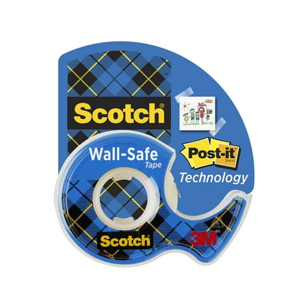 Scotch Wall-Safe Tape, Clear, 3/4 in. x 500 in., 1 Dispenser