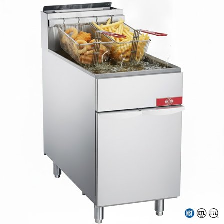 70 lb Heavy-Duty Natural Gas Deep Fryer, High-Capacity Commercial Restaurant Fryer with 150,000 BTU,NSF