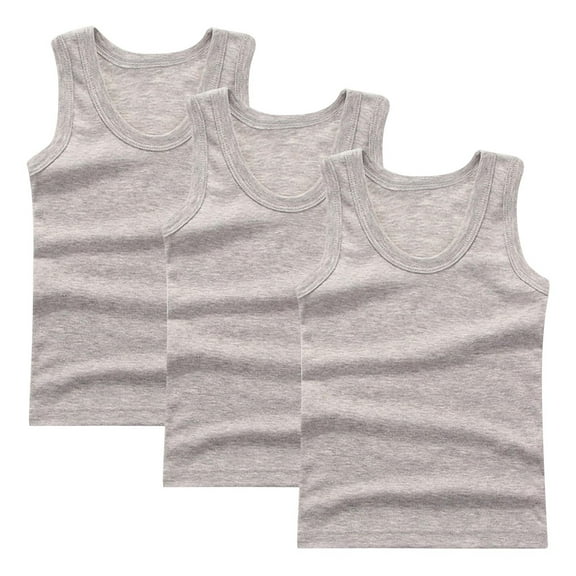 Maean 3 Pack Girls Tank Tops Cotton Sleeveless Shirt Crew Neck Ribbed Soft Undershirt Summer Casual Basic Tops
