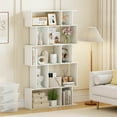 thumbnail image 4 of Costway 2 PCS 5-Tier Geometric Bookshelf with Open Shelves Closed-back Cubes for Living Room White, 4 of 9