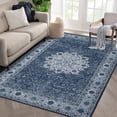 thumbnail image 1 of Machine Washable Rug Small Vintage Doormat Persian Kitchen Mat Non Slip Floor Cover Bohemian Area Rug Distressed Carpet for Living Room Bedroom Indoor Outdoor, 2' x 3' Blue, 1 of 9