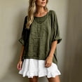 thumbnail image 4 of Puyaiuu Womens 2 Piece Outfit Oversized Roll Sleeve Top Ruffle Hem Mini Dress Casual Beach Matching Set Army Green L Gift, 4 of 7