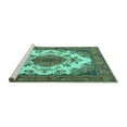 thumbnail image 2 of Ahgly Company Machine Washable Indoor Square Medallion Turquoise Blue Traditional Area Rugs, 3' Square, 2 of 4