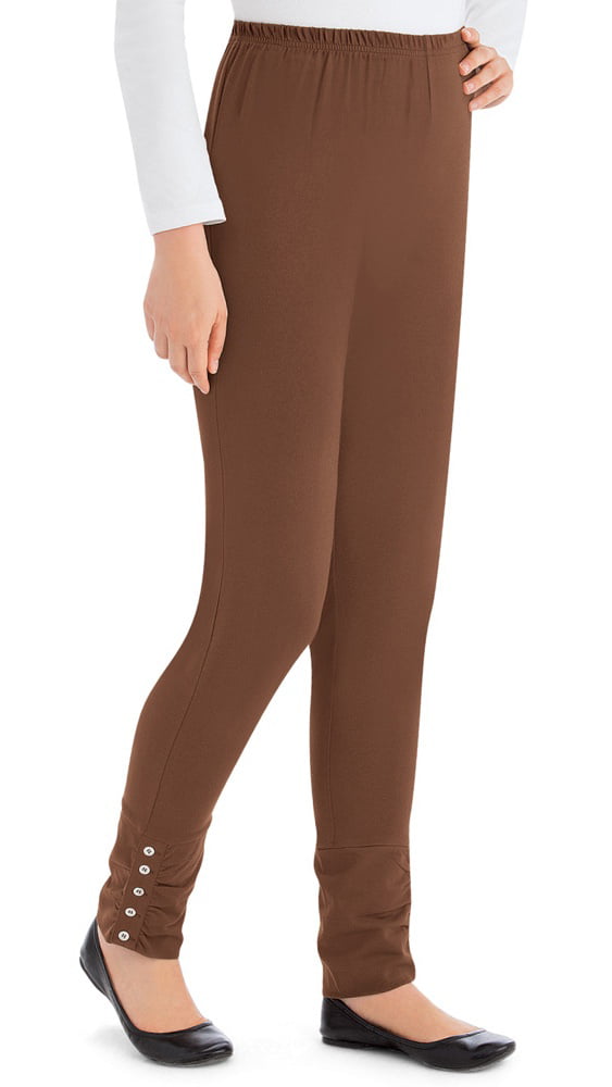 Collections Etc. - Cinched Ankle Leggings with Button Accents and ...