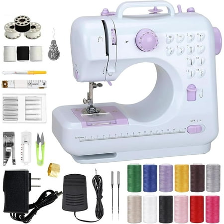 Milex Insta Stitch Portable Mini Sewing Machine, Sewing Machine for Beginners, 12 Built-in Stitches with Dual Speed, Foot Pedal,Accessories Kit, Electric Sewing Machines with Night Auxiliary Lighting