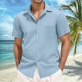 thumbnail image 2 of Tshirts Shirts for Men,Short Sleeve Shirt Solid Color Casual Beach Holiday Top Summer Breathable Shirt,White Dress Shirt for Men,XL,Blue, 2 of 5