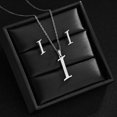 thumbnail image 3 of Fashion Stainless Steel A-Z Alphabet Initial Necklace 26 English Letter Earrings Necklace For Women Set Personalize Jewelry Gift, 3 of 5