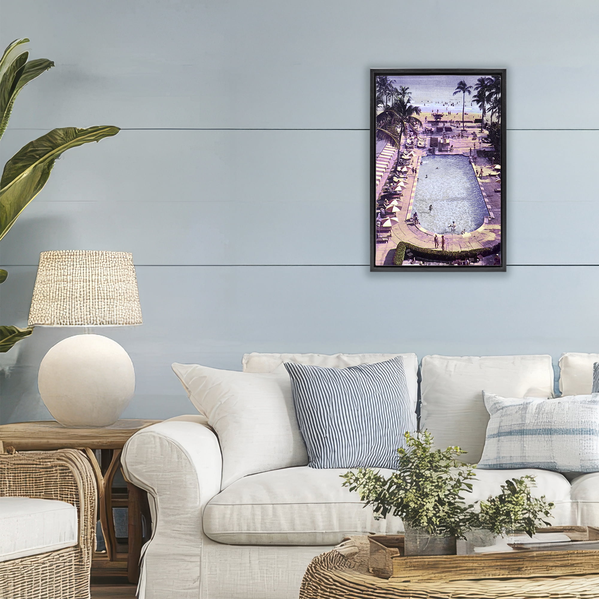Stupell Industries Vintage Miami Sands Black Framed Floater Canvas Wall Art, design by Grotto Studios
