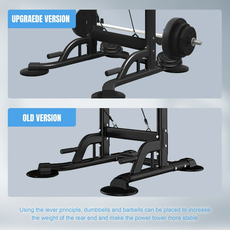 PROHIKER Gym Power Tower Pull Up Bar Adjustable Training Equipment with Weight Storage Black Walmart