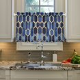 thumbnail image 2 of Yayeee Kitchen Curtains Tier Pair Light Filtering 27"x36" Rod Pocket Short Cafe Window Panel, Blue Hexagon Pattern, 2 of 7