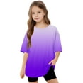 thumbnail image 6 of Girls Short Sleeve T Shirts Kids Summer Oversized Tops Gradient Print Casual Crewneck Basic Tees 5-15 Years, 6 of 6