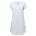 thumbnail image 2 of QLEICOM Women Summer Casual Dresses, Solid Cotton Linen Short Sleeve V-Neck Dress, T Shirt Dress with Pockets Knee Length, Vacation Printing Mini Shift Dress Sundress White US Size 4, 2 of 6