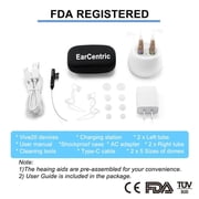 Rechargeable EasyCharge2 hearing amplifiers aids - 4 channel USA made digital processor - charger docking base - No hearing test audiogram required types affordable assist hearing amplifiers - Right