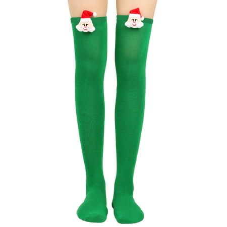 

Yoslce Thermal Socks Women Christmas Long Tube Knee Socks Striped Garter Cute Accessories Christmas Party