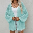 thumbnail image 4 of IROINNID Women's Cardigan Open Front Jacket Solid Color Long Sleeve Leisure Sweater Coat Top Cardigan Loose Hollow Out Coat, Mint Green, 4 of 9