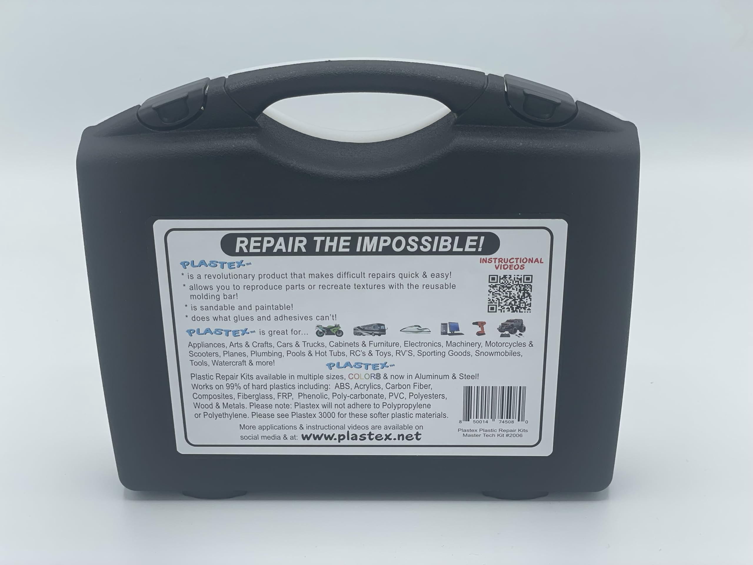 Plastex Plastic Repair Kit - Plastic Adhesive - Easily Glue, Repair or Remake Broken Platic, Fiberglass, Wood & More! Master Tech Kit #2006