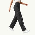 thumbnail image 4 of Ecqkame Cargo Pants for Women Multi Pocket Elastic Waist Straight Leg Solid Outdoor Pant Hiking Work Casual Travel Daily Long Trousers Black M, 4 of 6