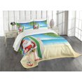 thumbnail image 3 of Ambesonne Christmas Quilted Bedspread Set 3 Pcs, Santa with Surfboard, King Size, Blue Green, 3 of 5
