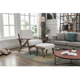 thumbnail image 3 of Guyou Mid Century Accent Chair and Ottoman Set, Upholstered Linen Fabric Armchair Comfy Single Sofa Lounge Chair with Wooden Frame for Fireplace Bedroom Living Room Study, White, 3 of 13