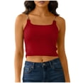 thumbnail image 3 of Lace Trim Ribbed Crop Tank Tops for Women Solid Sleeveless Form Fitting Cami Tops Soft Breathable Blouse for Casual and Layering Wear, 3 of 8