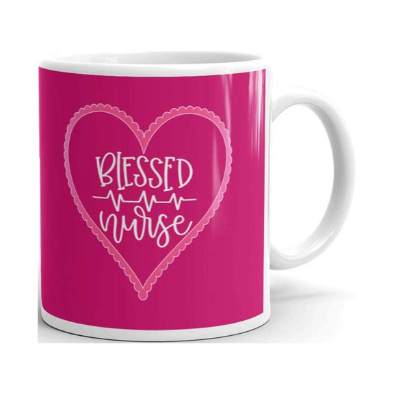 Blessed Nurse Heartbeat Medical Coffee Tea Ceramic Mug Office Work Cup Gift