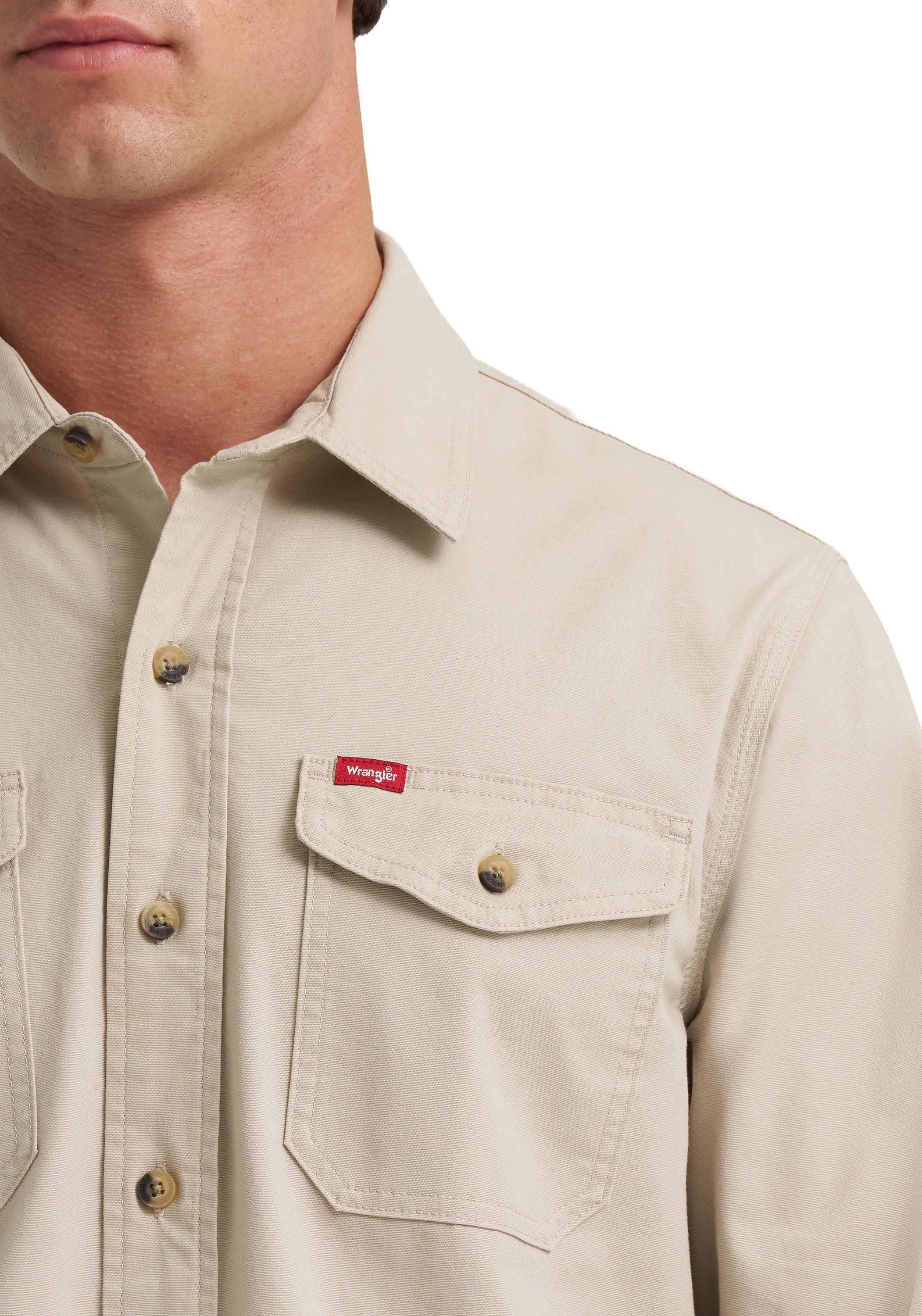 Wrangler® Mens Long Sleeve Heritage Solid Shirt