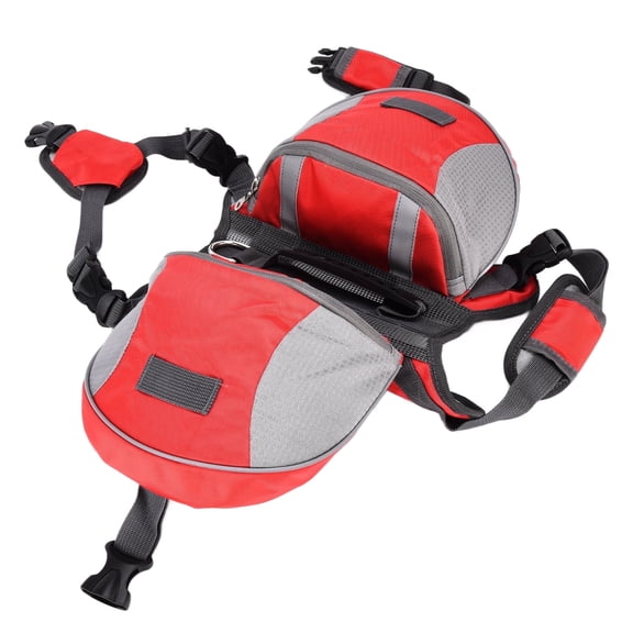 2 Colors Dog Saddle Bag, Hound Travel Dog Backpack with Side Pockets and Reflective Strip for Small Medium Large Dogs (3 Sizes) [L-red]