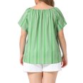 thumbnail image 3 of Agnes Orinda Women's Plus Size Boho Off Shoulder Short Sleeve Print Holiday Blouse 1X Light Green, 3 of 6